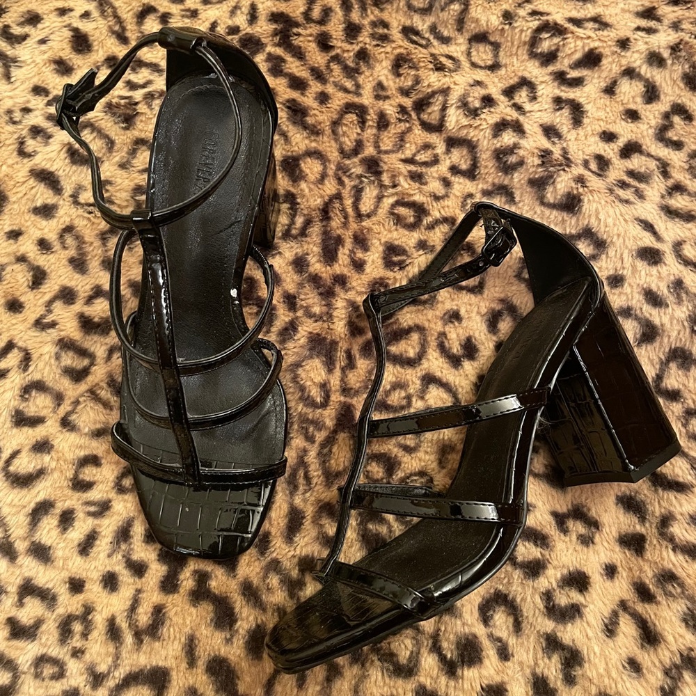 Straps Black Heels